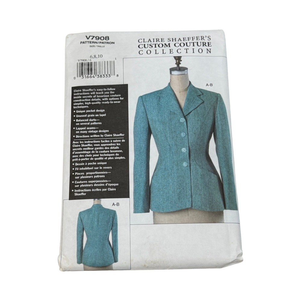 Vogue V7908 Sewing Pattern Claire Shaeffer Jacket Size 6 8 10 New Uncut